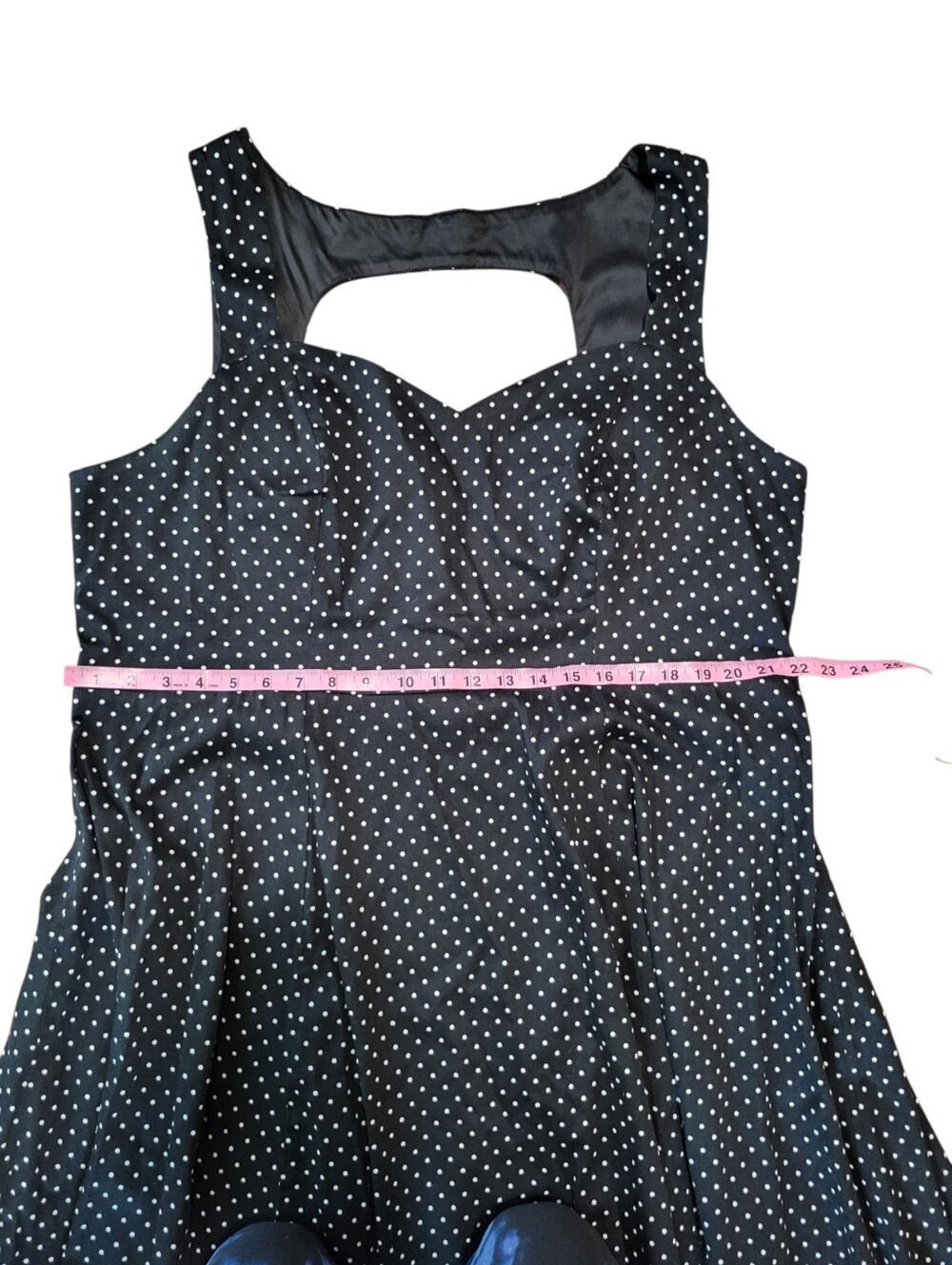 Torrid Black White Polka Dot Sweetheart Neckline Fit-and-Flare Dress - Picture 10 of 11